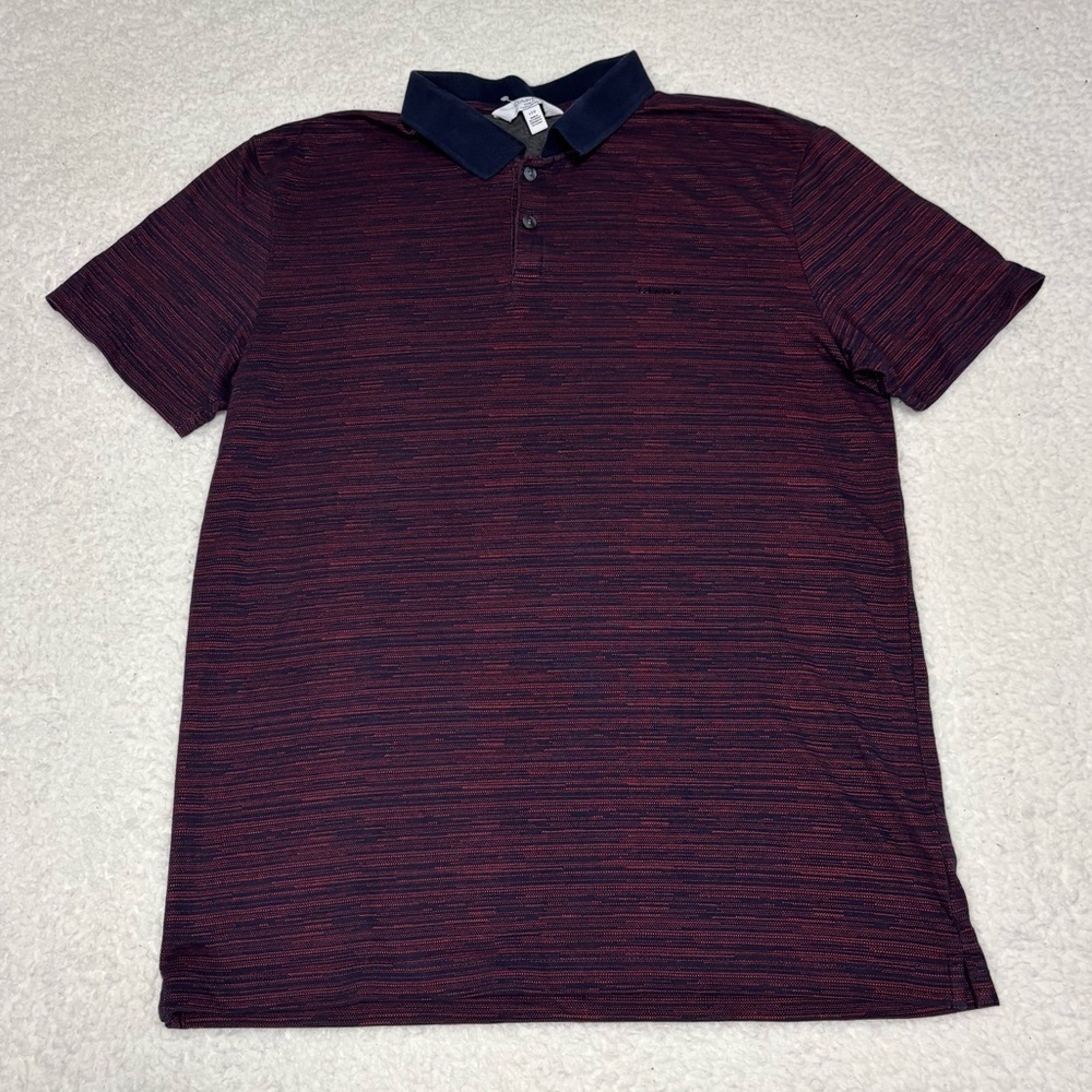 Calvin Klein Men Purple/Blue Knit Short Sleeve Polo Shirt